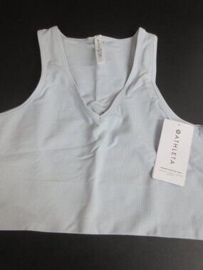 ATHLETA WOMEN'S AURORA CROP RIB TANK - LIGHT BLUE - SIZE 1X
